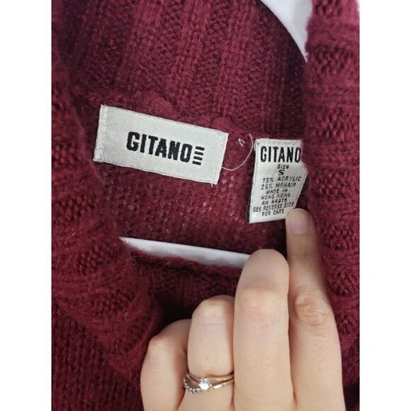 Gitano Retro Oversized Maroon Red 80s 90s Grunge Mohair Blend Sweater Small - Picture 6 of 11